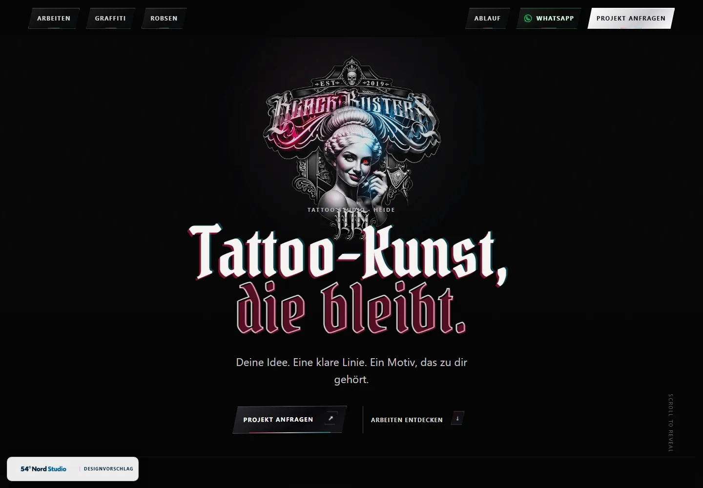 Website-Entwurf für Black Busters Ink in Heide