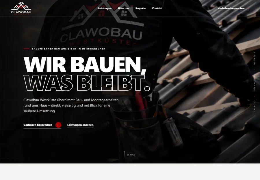 Website-Entwurf für ClawoBau Westküste